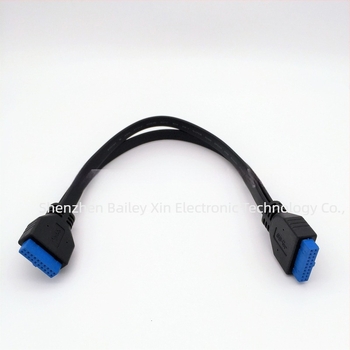 USB 3.0 alaplap-kábel, 20-pin női-női, hosszabbító, sík vezeték, 0,5 m