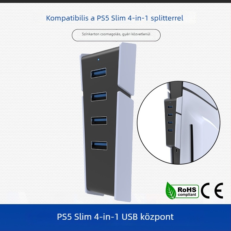 PS5 Slim USB 2.0 4-portos bővítőhub a PS5 Slim konzolhoz