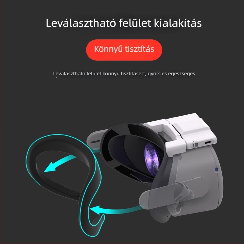 Oculus Quest 2 légáramlásos hűtőmaszk csat- és mágneses rögzítéssel, modell X2, ABS, méretek 190×118×81 mm, tömeg 99 g
