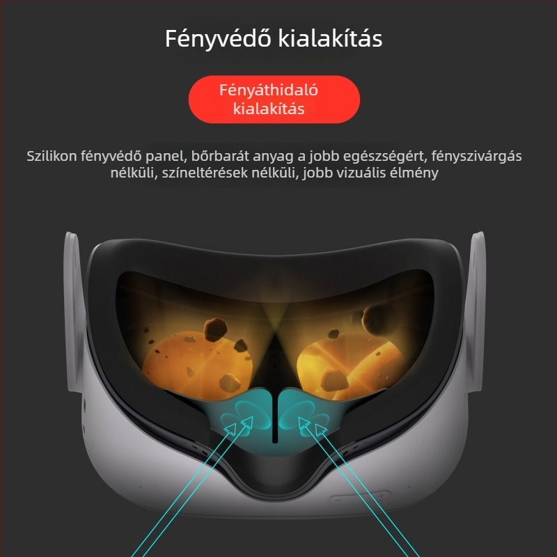 Oculus Quest 2 légáramlásos hűtőmaszk csat- és mágneses rögzítéssel, modell X2, ABS, méretek 190×118×81 mm, tömeg 99 g