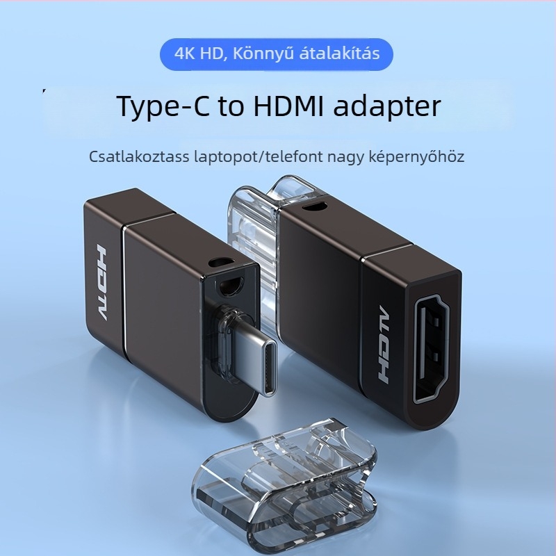 Type-C HDMI adapter videó- és audióátvitelhez; alumínium ötvözet burkolat; kompatibil Windows, Android és MacOS.