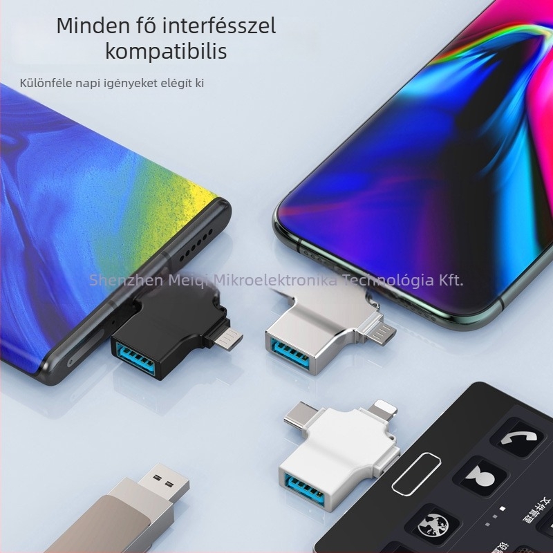 OTG USB-C adapter – 3 az 1-ben, többfunkciós Type-C adapter Apple és Androidhoz, Modell M10, cinkötvözet