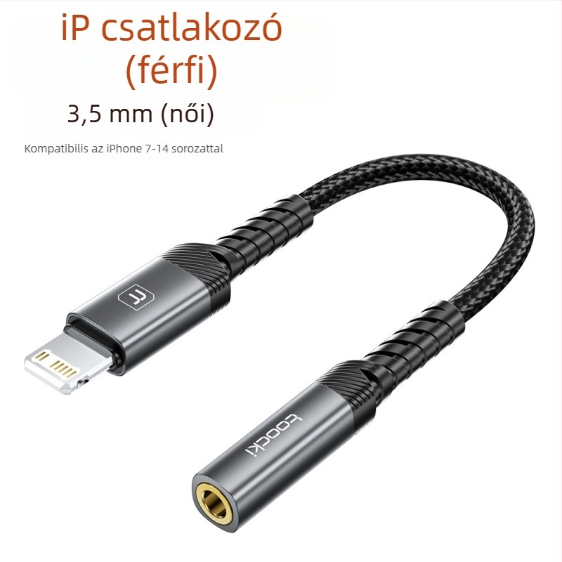Toocki Type-C 3,5 mm-es audio adapter kábel vezetékes távirányítóval, HiFi, modell Tq-yd09a/b, kompatibil Apple, Samsung, Xiaomi, Huawei