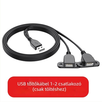 Tiszta réz USB 1→2 töltőkábel, 1 férfi és 2 nő USB csatlakozóval, háromirányú adapterkábel/hosszabbító USB-kábel, hossz 1,5 m, 2 m vagy 0,3 m