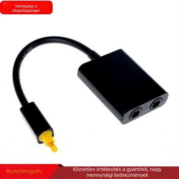 Optikai szálas audió adapter, egy bemenet, két kimenet, aranyozott bevonat, optikai szál, ROHS