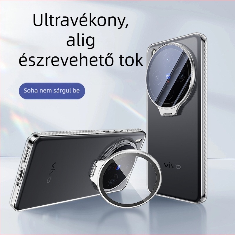 Vivo X300Ultra/X200S tok átlátszó hátlappal, lencsevédel, teljes lefedettségű ötvözetes tartó
