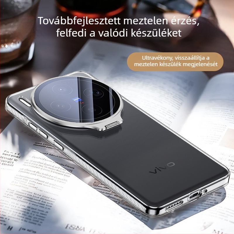 Vivo X300Ultra/X200S tok átlátszó hátlappal, lencsevédel, teljes lefedettségű ötvözetes tartó