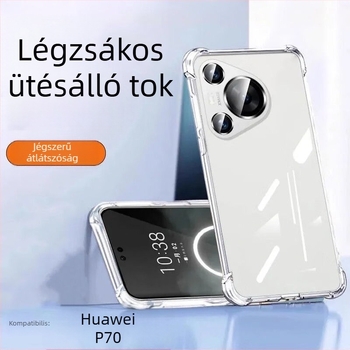Átlátszó tok Huawei Pura70, 70 Pro+, 70 Ultra – teljes védelem légpárnával, lencsevédő a négy sarka mentén
