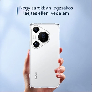 Átlátszó tok Huawei Pura70, 70 Pro+, 70 Ultra – teljes védelem légpárnával, lencsevédő a négy sarka mentén