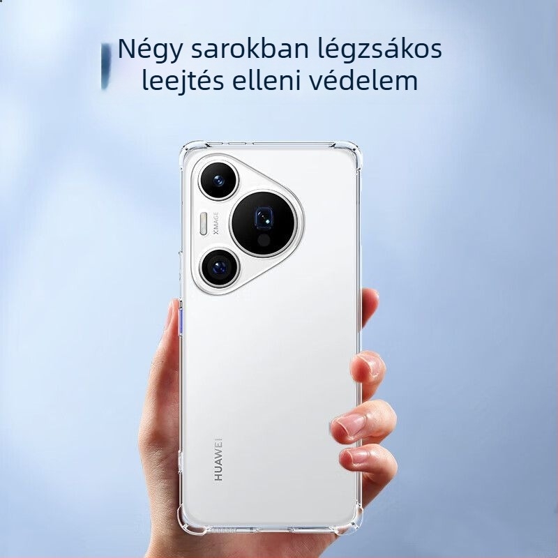Átlátszó tok Huawei Pura70, 70 Pro+, 70 Ultra – teljes védelem légpárnával, lencsevédő a négy sarka mentén