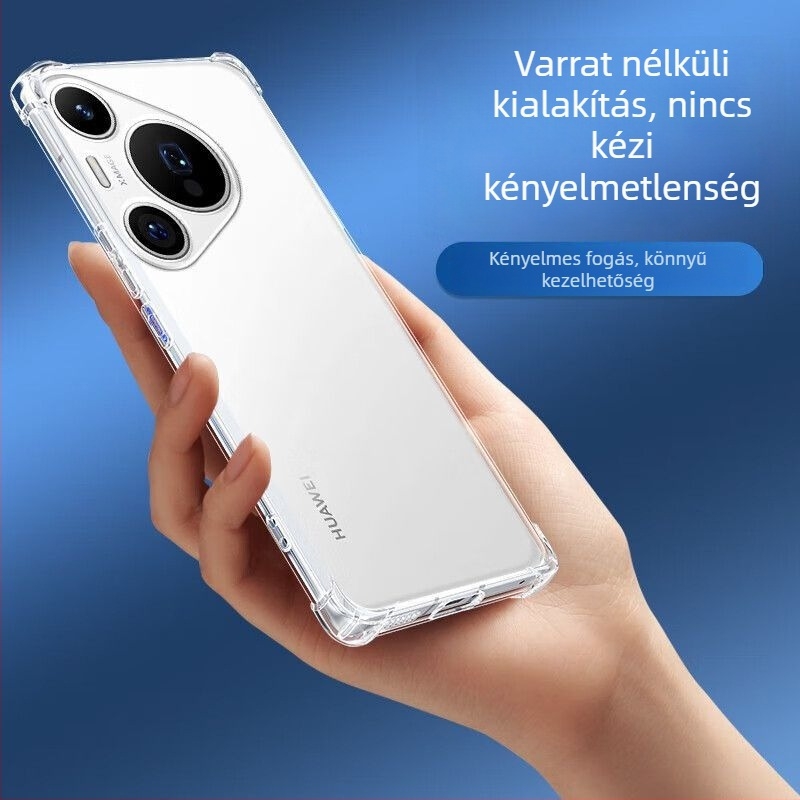 Átlátszó tok Huawei Pura70, 70 Pro+, 70 Ultra – teljes védelem légpárnával, lencsevédő a négy sarka mentén