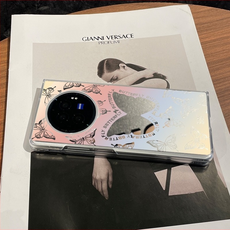 Vivo X Fold3 Pro telefonvédő tok pillangó mintával, tükrös átlátszó teljes védelem, ultra vékony és ütésálló; Stílus: személyre szabott; Anyag: Egyéb; Testreszabás: Nem támogatott; Kompatibilis: Más modellek