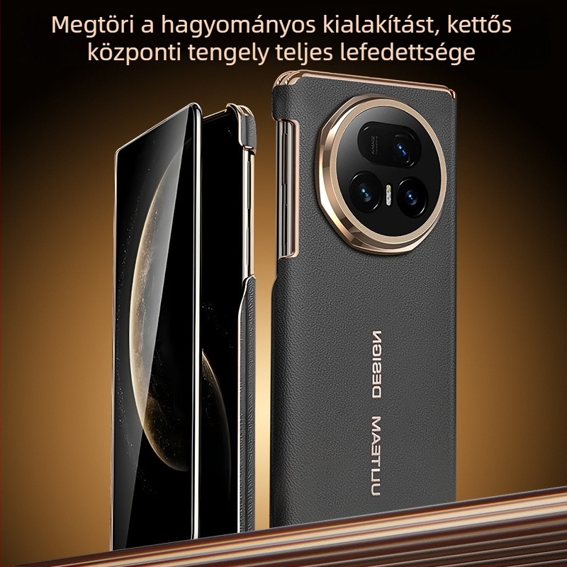 Honor MagicV5 telefonhoz tok kettős tengelyes védelemmel, PU bőr, elektropolírozott élek, X6 objektív védelem, teljes védelem