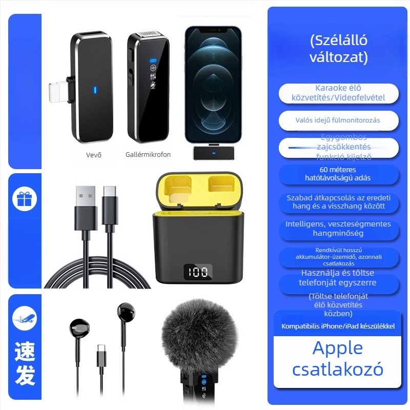 Kensouya M3 lavalier mikrofon élő közvetítéshez, ételek vlogolásához, felvételhez mobiltelefonon, kültéri és számítógépes használathoz