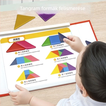 Mágneses tangram puzzle, 3D papíralapú oktató játék 4–6 éveseknek, DIY tevékenység