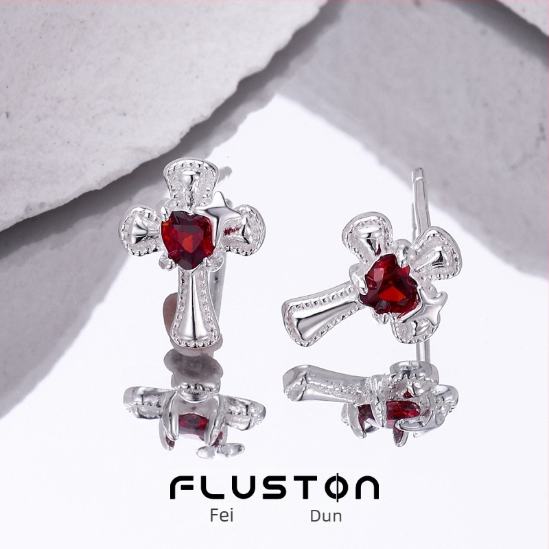 Geometriai csillag-kereszt fülbevalók, Feiton, 925-ös sterling ezüst, Ins stílus, eredeti tervezés, termék kódja He0236