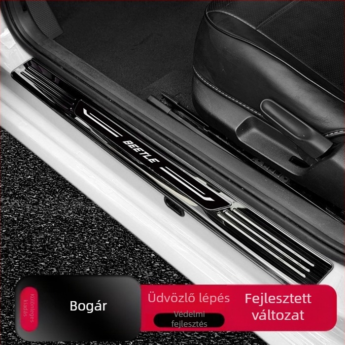Volkswagen Beetle ajtó küszöb lemez, rozsdamentes acél, 2012-2019 modellévek, belső dekorációs kiegészítő