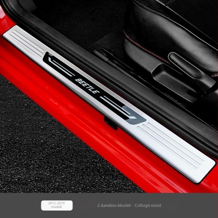 Volkswagen Beetle ajtó küszöb lemez, rozsdamentes acél, 2012-2019 modellévek, belső dekorációs kiegészítő