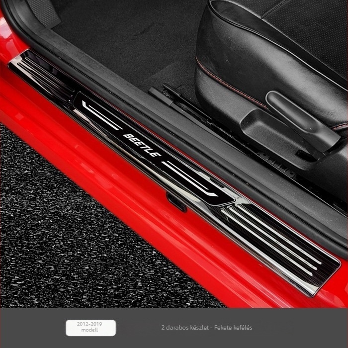 Volkswagen Beetle ajtó küszöb lemez, rozsdamentes acél, 2012-2019 modellévek, belső dekorációs kiegészítő