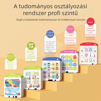 Oktatási tanulóeszköz 4–6 éveseknek: nyelv, matematika és angol nyelv, intelligens hangolvasás érintésre, ABS tokozás, lítium akkumulátor