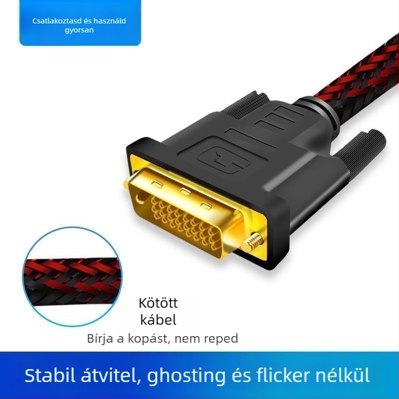 Baidatong DVI-kábel – réz vezető, testre szabható hossz, DVI interfész, adapterkábel