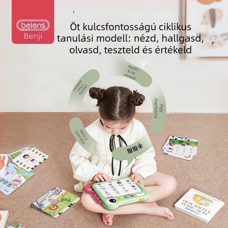 Kettős nyelvű korai oktatási gép, logikai gondolkodás fejlesztése, kártyaolvasás és zenei lejátszás, lítium akkumulátoros működés.