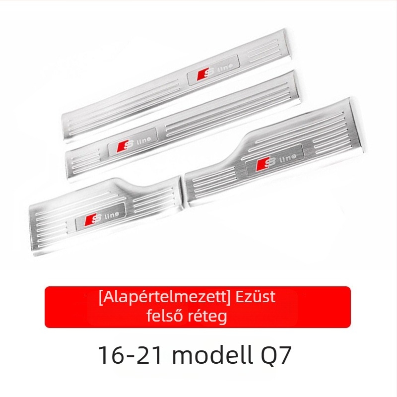 Rozsdamentes acél belső küszöbvédő profil Audi Q7 (2016-2021), ADMKT modell, karcolás elleni védelem