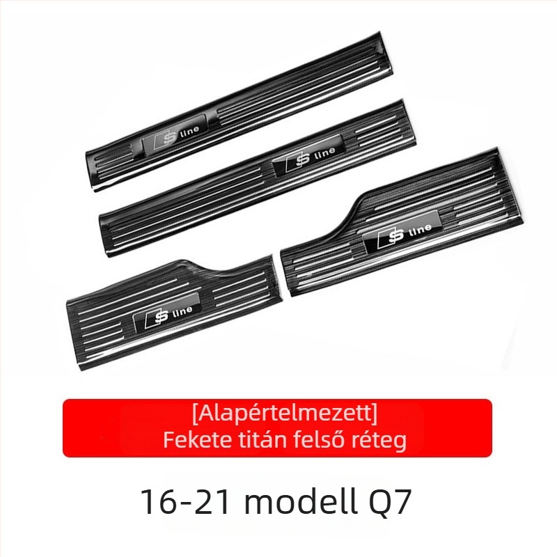 Rozsdamentes acél belső küszöbvédő profil Audi Q7 (2016-2021), ADMKT modell, karcolás elleni védelem