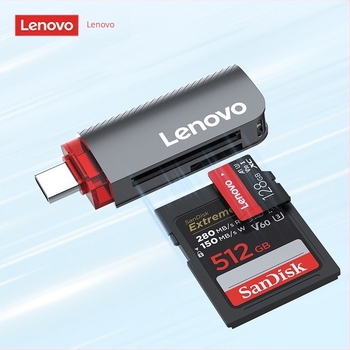 Lenovo kártyaolvasó USB-C/USB-A, SD és TF kártyákhoz, külső telepítés, macOS-kompatibilis