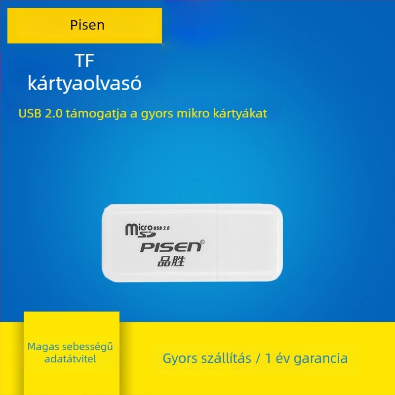 Pisen TF kártyaolvasó USB 2.0 – Micro SD/TF kártyákhoz, Windows 7 kompatibilis