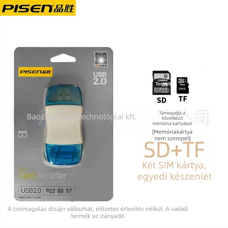 Pisen TF kártyaolvasó USB 2.0 – Micro SD/TF kártyákhoz, Windows 7 kompatibilis