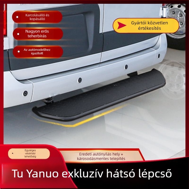 Rozsdamentes acélból készült hátsó pedál készlet a Foton Tuyao V80-hoz: felső pedál, hátsó lökhárító, csomagtartófedél talpa
