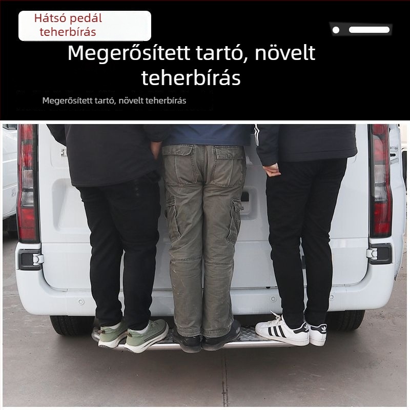 Rozsdamentes acélból készült hátsó pedál készlet a Foton Tuyao V80-hoz: felső pedál, hátsó lökhárító, csomagtartófedél talpa