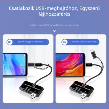 USB 3.0 kártyaolvasó USB-C OTG Android telefonokhoz (USB 3.0 interfész, SD/SDHC/TF kártyák, USB-C OTG, Android-kompatibilis)