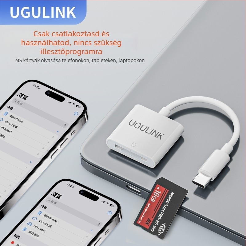 OTG átalakító USB-C/Lightning mobiltelefonokhoz, USB 2.0, 15 g, OEM elérhető, iOS 13+ kompatibil