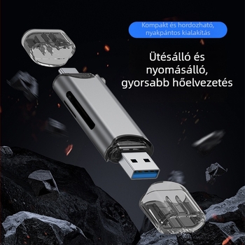 Kamera memóriakártya olvasó – SD & TF, All-in-One, USB 3.0 nagy sebességű OTG számítógéphez és Type-C mobilhoz