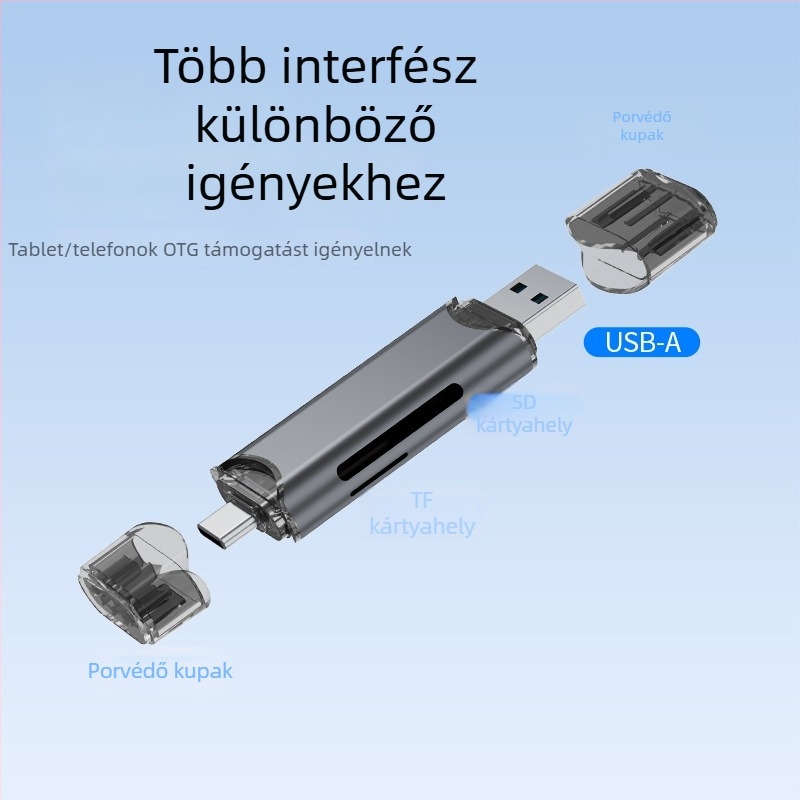 Kamera memóriakártya olvasó – SD & TF, All-in-One, USB 3.0 nagy sebességű OTG számítógéphez és Type-C mobilhoz