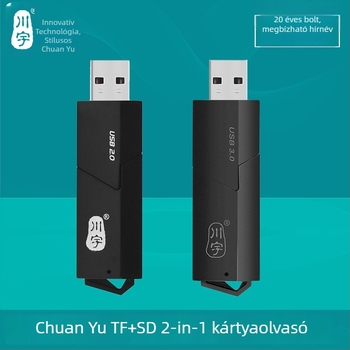 USB 3.0-s kártyaolvasó microSD/TF/SD-hez — külső, műanyag, Chuanyu C307 modell