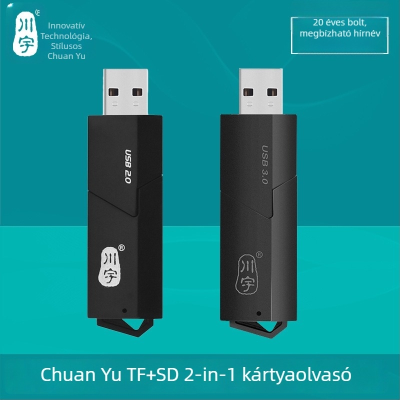 USB 3.0-s kártyaolvasó microSD/TF/SD-hez — külső, műanyag, Chuanyu C307 modell