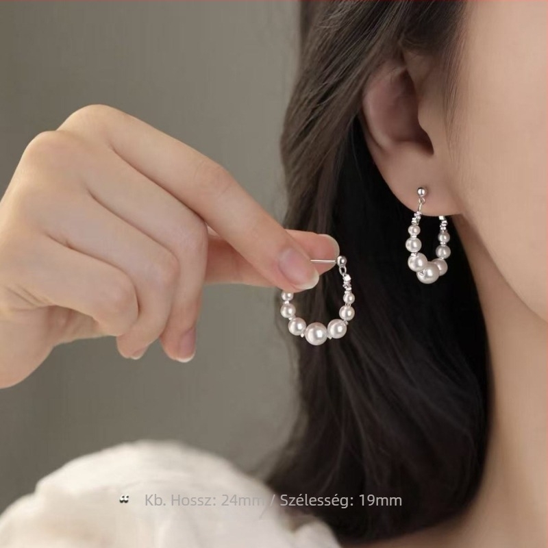 Női fülbevalók gyöngyházból, geometriai kialakítás, elektroplattálás, 925 ezüst fülcsap, könnyed luxus stílus