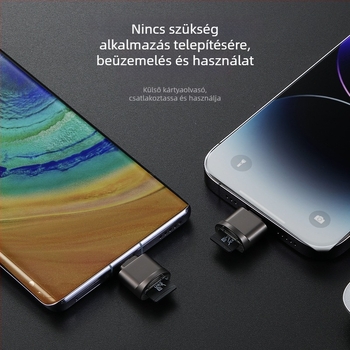 TF kártyaolvasó USB-C-vel Apple eszközökhöz – SD/TF kártyákat támogat, külső hordozható olvasó, 015-ös modell, USB 2.0