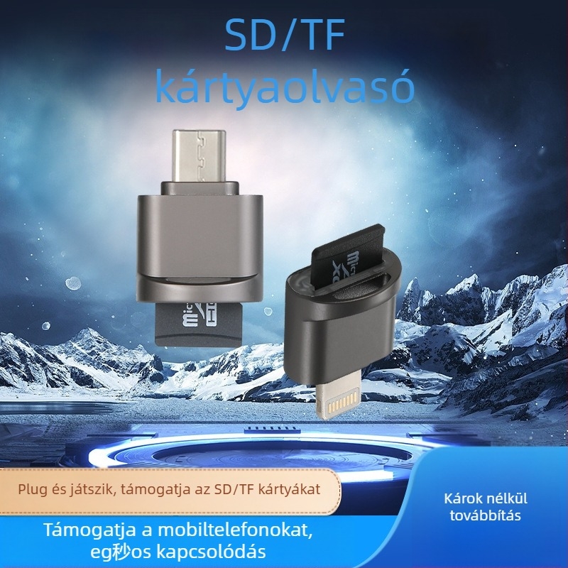 TF kártyaolvasó USB-C-vel Apple eszközökhöz – SD/TF kártyákat támogat, külső hordozható olvasó, 015-ös modell, USB 2.0