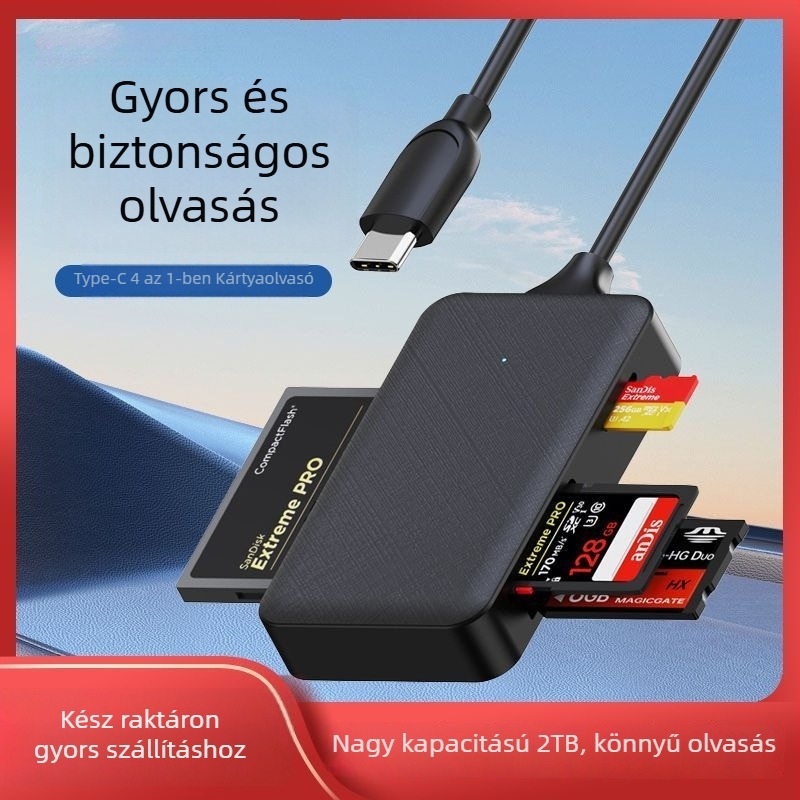 Type-C USB All-In-One Kártyaolvasó – TF kártya támogatás • USB 2.0 interfész • Nem OEM • Nincs logó