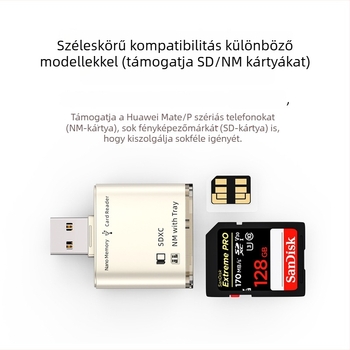 USB 3.0 kártyaolvasó – SD/TF támogatás, cinkötvözetből készült fémház, modell JS-68, külső kivitel
