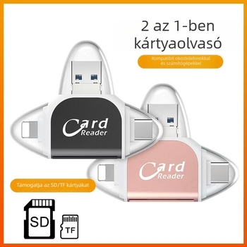 Fém négyportos kártyaolvasó USB 2.0, SD/TF — Modell U003