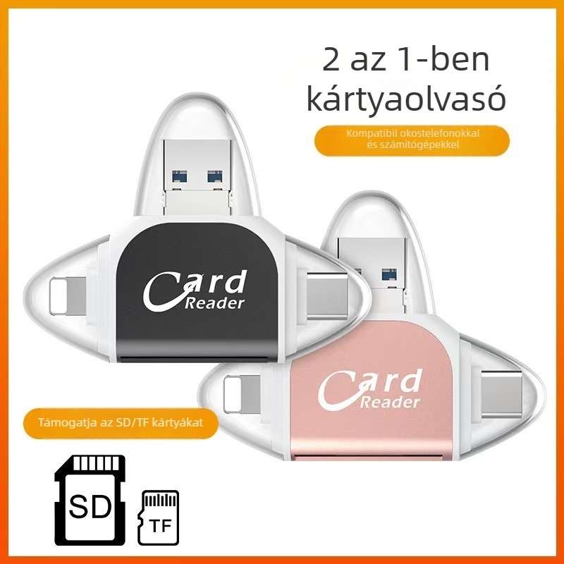 Fém négyportos kártyaolvasó USB 2.0, SD/TF — Modell U003