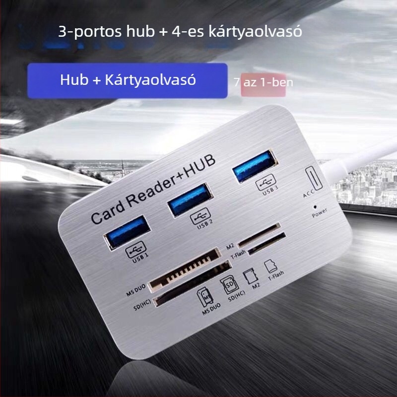 USB 3.0 kártyaolvasó hub MS/SD/M2/TF támogatással (Model USBX3+MS+SD+M2+TF)