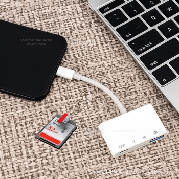iPhone 14-hez készült 4 az 1-ben memóriakártyaolvasó, SD/TF és USB pendrive támogatás, USB 3.0 interfész, CE tanúsítvány