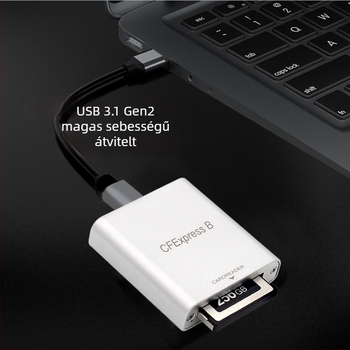 PH862 CFexpress kártyaolvasó — 10G USB 3.2 gyors adatátvitel, USB-C interfész, alumínium ötvözetes ház, külső telepítés, OEM feldolgozás elérhető.