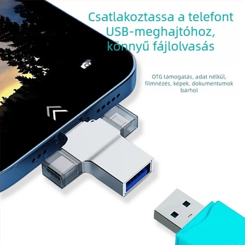 Android telefonokhoz 3-in-1 OTG USB-C adapter, külső USB meghajtó és kártyaolvasó támogatással